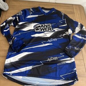Answer Racing Shirt Mens XXL Blue Black Syncron MX Motocross Jersey Long Sleeve